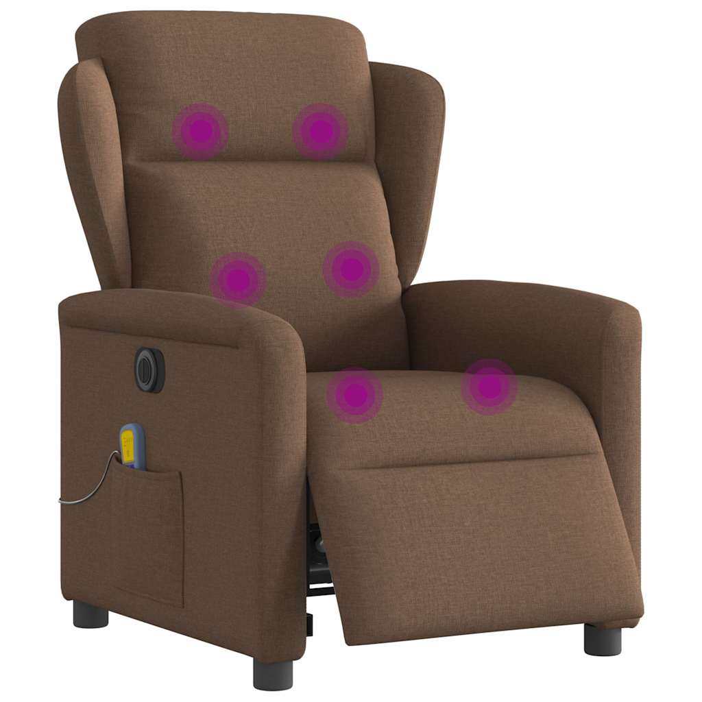 vidaXL Fotoliu electric de masaj rabatabil, maro, textil