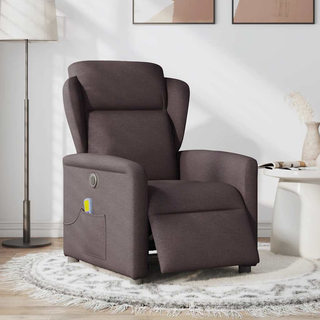 vidaXL Fotoliu electric de masaj rabatabil, maro închis, textil