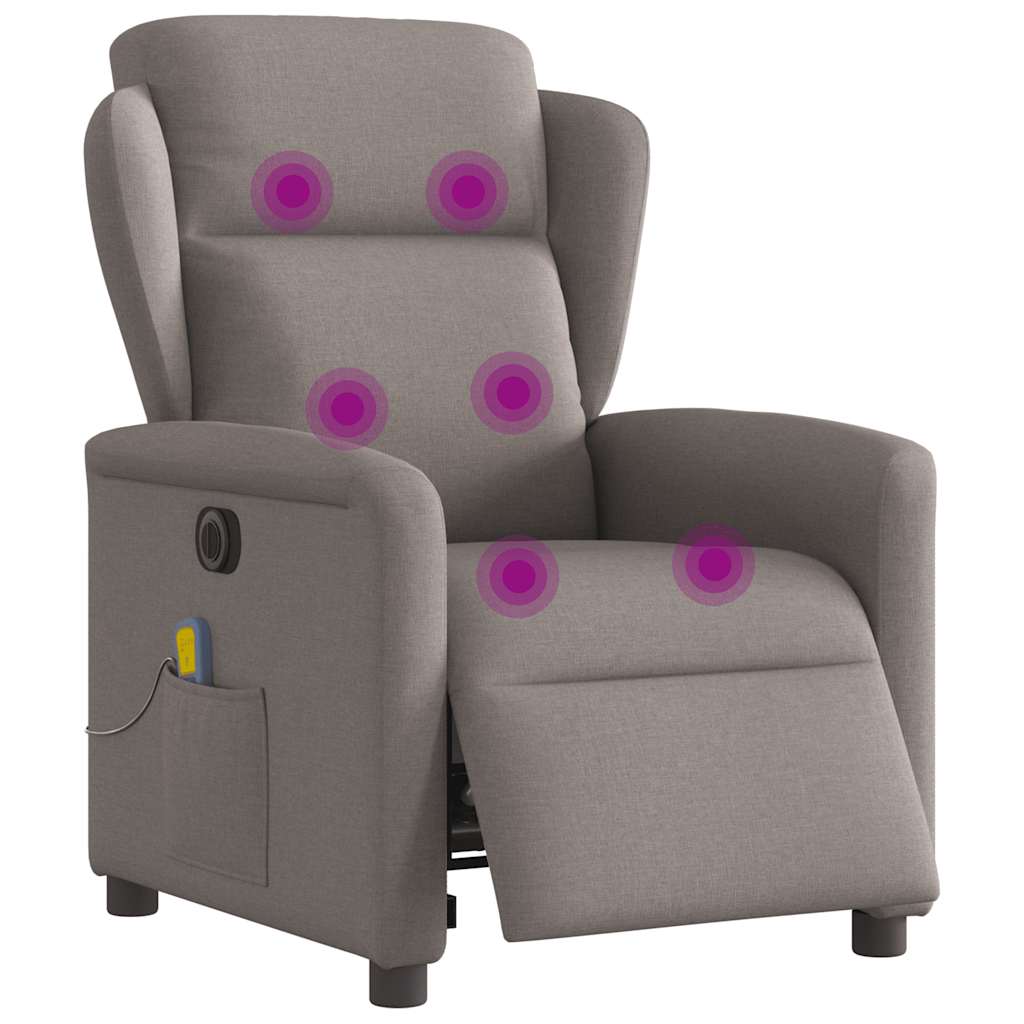 vidaXL Fotoliu electric de masaj rabatabil, gri taupe, textil