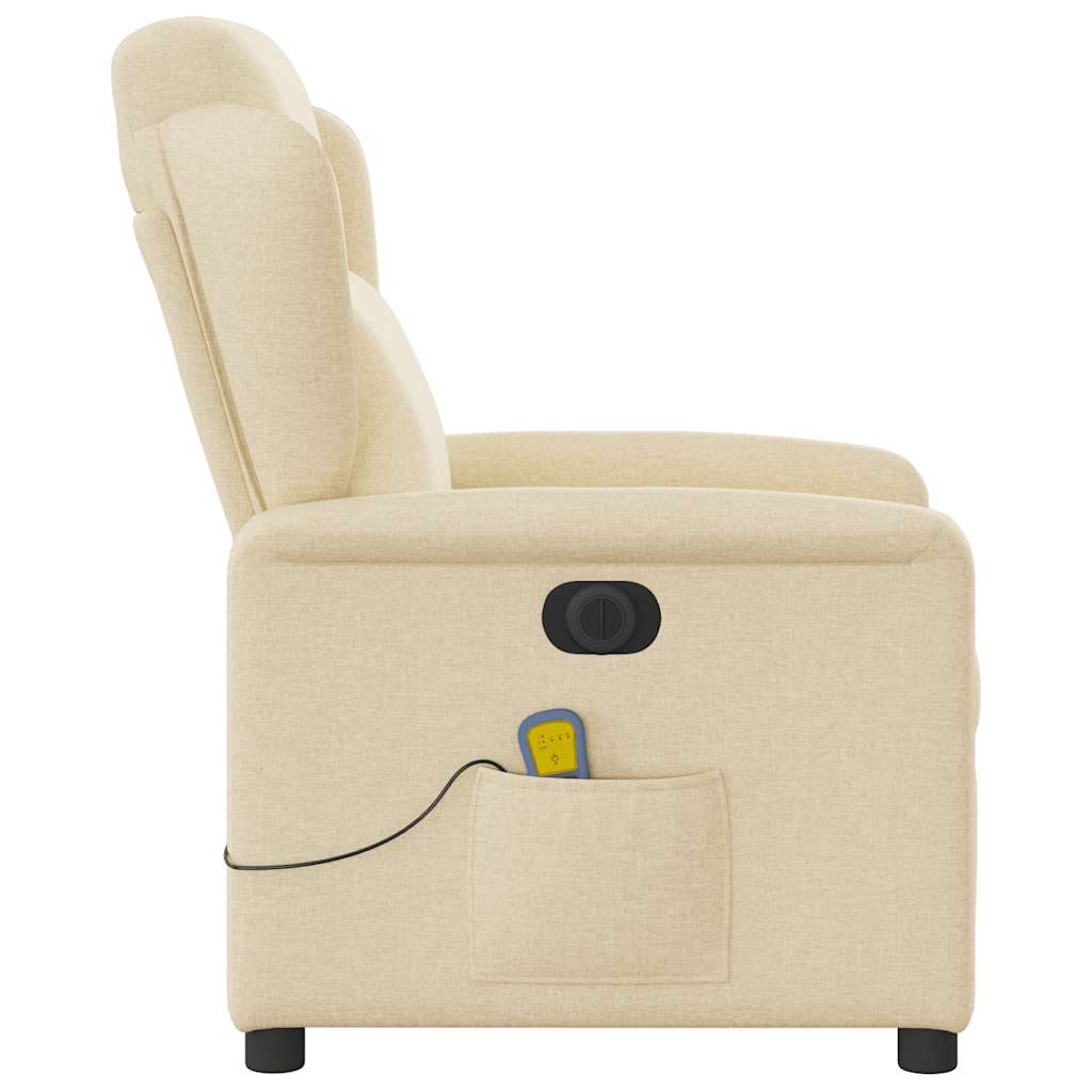 vidaXL Fotoliu electric de masaj rabatabil, crem, textil