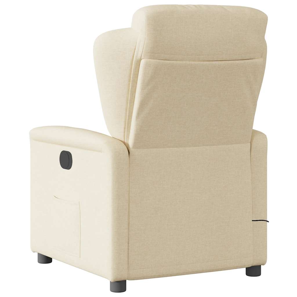 vidaXL Fotoliu electric de masaj rabatabil, crem, textil