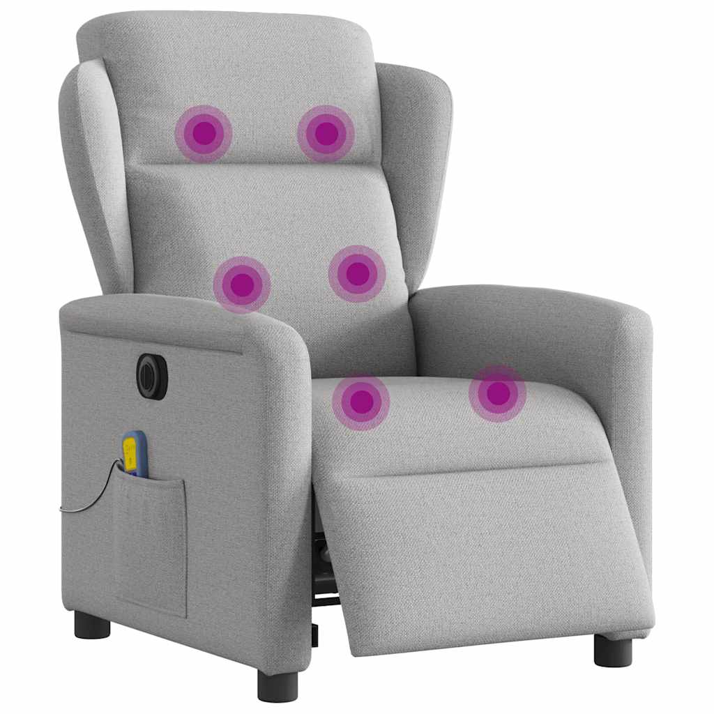 vidaXL Scaun reclinabil electric pentru masaj Cloud Grey Fabric vidaXL Scaun reclinabil electric pentru masaj Cloud Grey Fabric