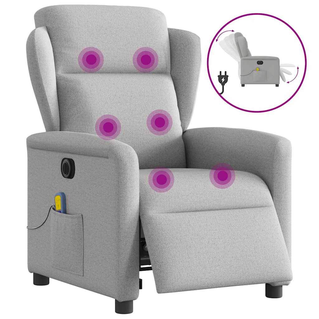 vidaXL Scaun reclinabil electric pentru masaj Cloud Grey Fabric vidaXL Scaun reclinabil electric pentru masaj Cloud Grey Fabric