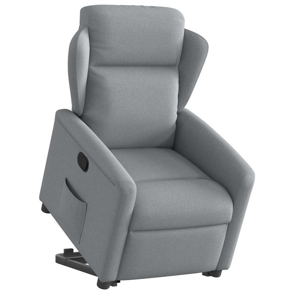 vidaXL Fotoliu rabatabil cu ridicare, gri deschis, material textil
