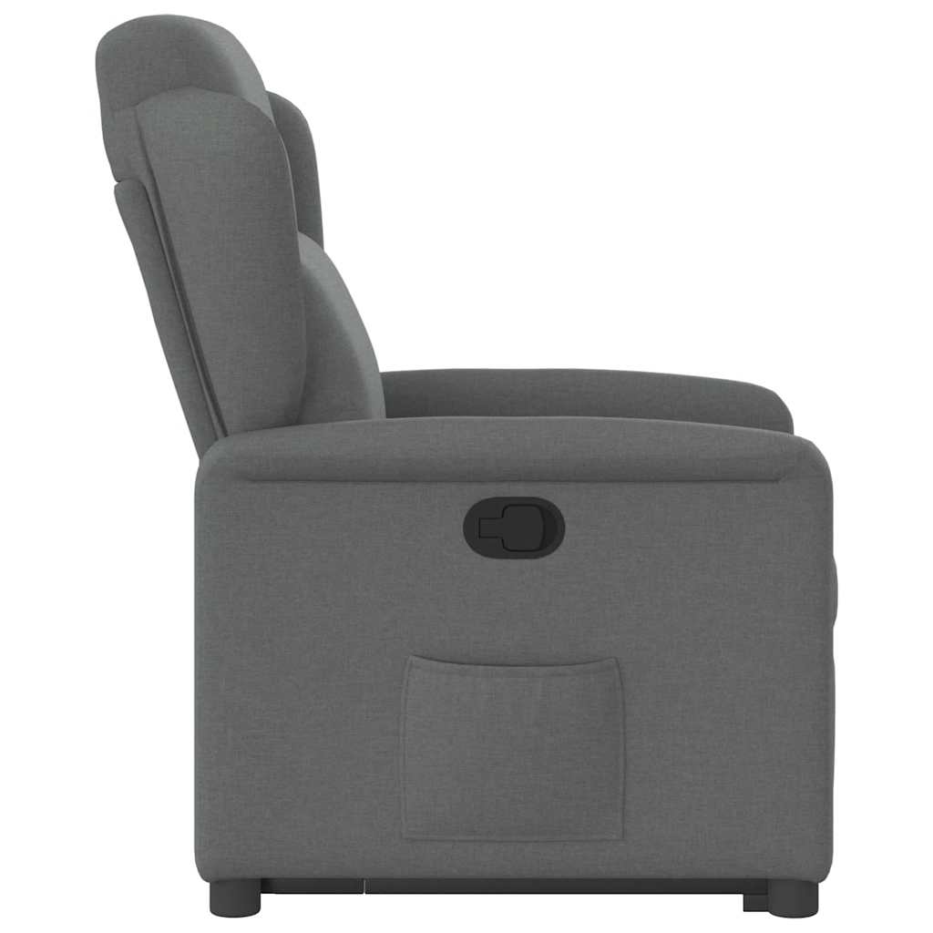 vidaXL Fotoliu rabatabil cu ridicare pe verticală, gri închis, textil vidaXL Fotoliu rabatabil cu ridicare pe verticală, gri închis, textil