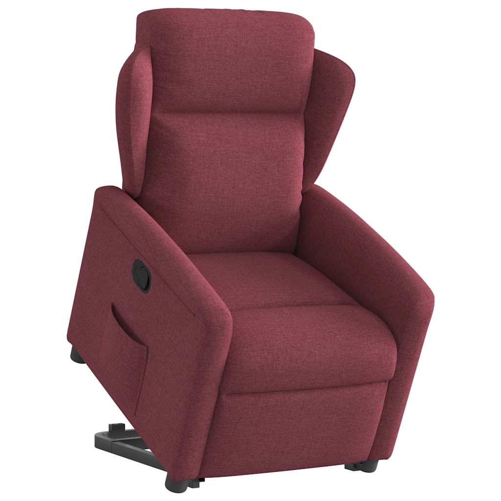 vidaXL Fotoliu rabatabil cu ridicare, roșu vin, material textil