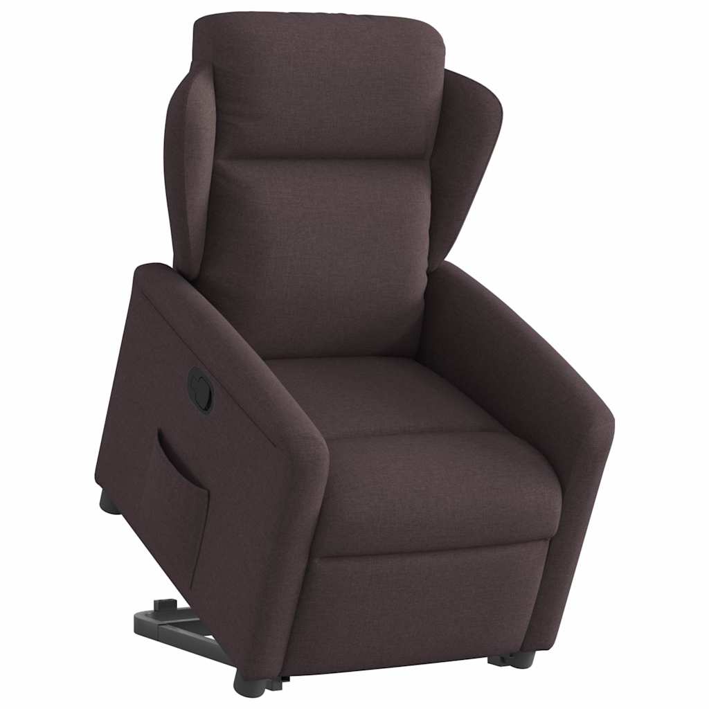 vidaXL Fotoliu rabatabil cu ridicare pe verticală, maro închis, textil