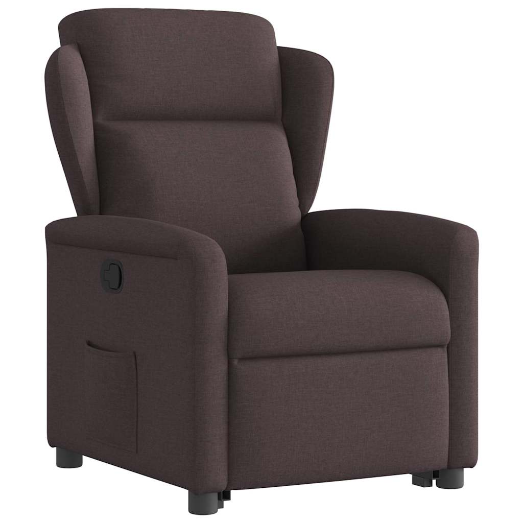 vidaXL Fotoliu rabatabil cu ridicare pe verticală, maro închis, textil