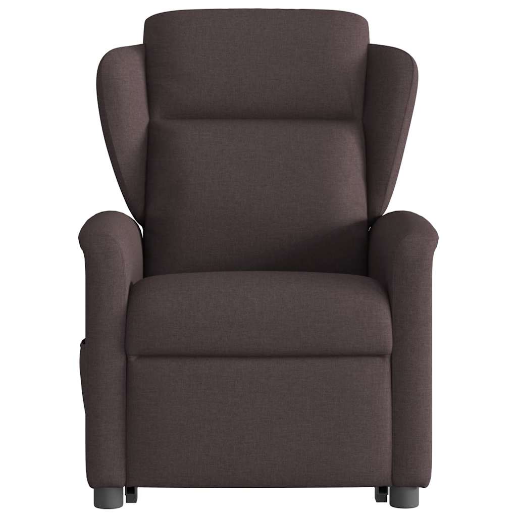 vidaXL Fotoliu rabatabil cu ridicare pe verticală, maro închis, textil