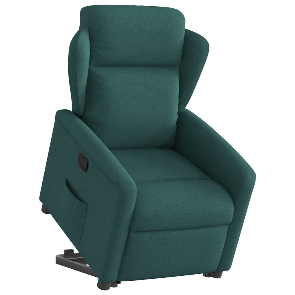 vidaXL Fotoliu rabatabil ridicare pe verticală, verde închis, textil vidaXL Fotoliu rabatabil ridicare pe verticală, verde închis, textil