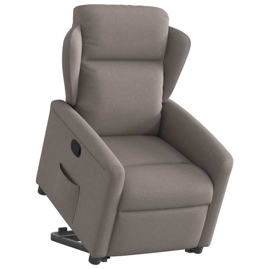 vidaXL Fotoliu rabatabil cu ridicare pe verticală, gri taupe, textil vidaXL Fotoliu rabatabil cu ridicare pe verticală, gri taupe, textil