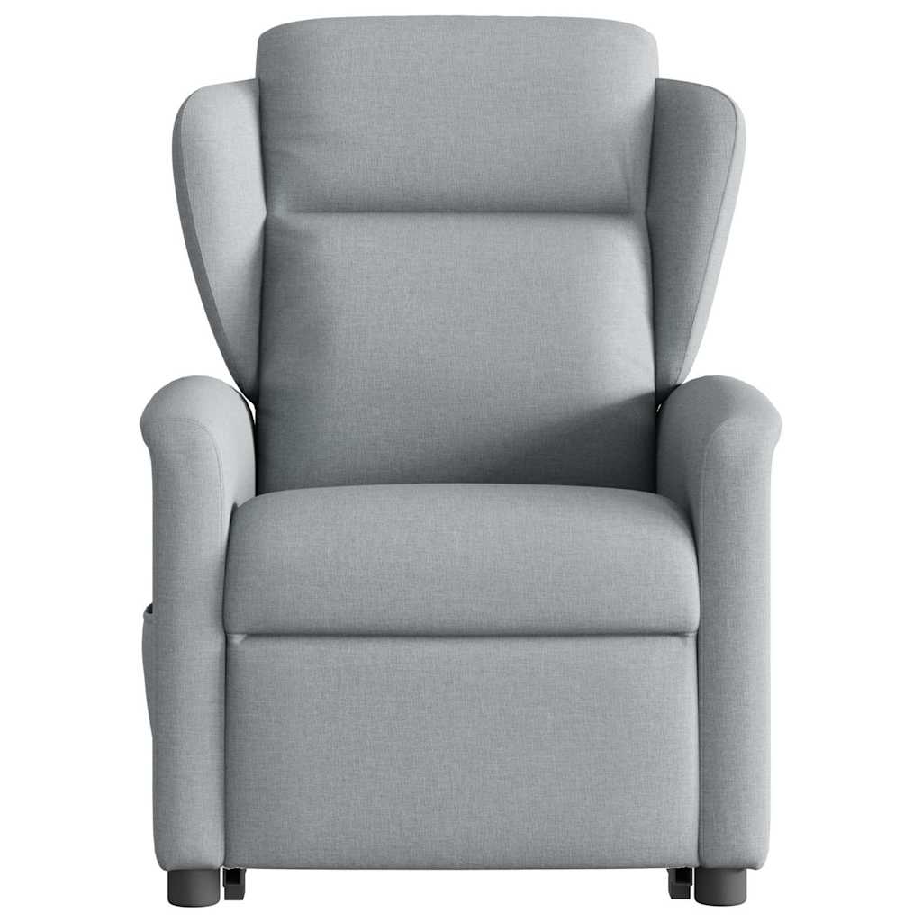 vidaXL Fotoliu de masaj rabatabil cu ridicare, gri deschis, textil vidaXL Fotoliu de masaj rabatabil cu ridicare, gri deschis, textil