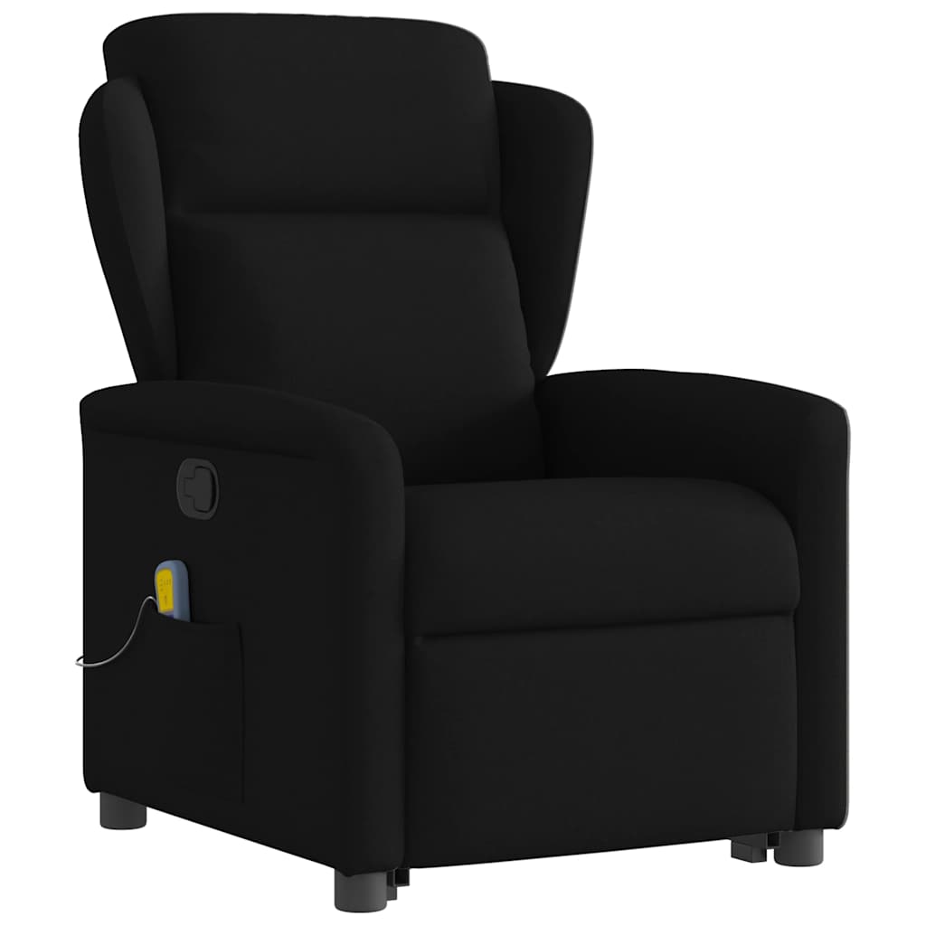vidaXL Fotoliu rabatabil de masaj, cu ridicare, negru, material textil