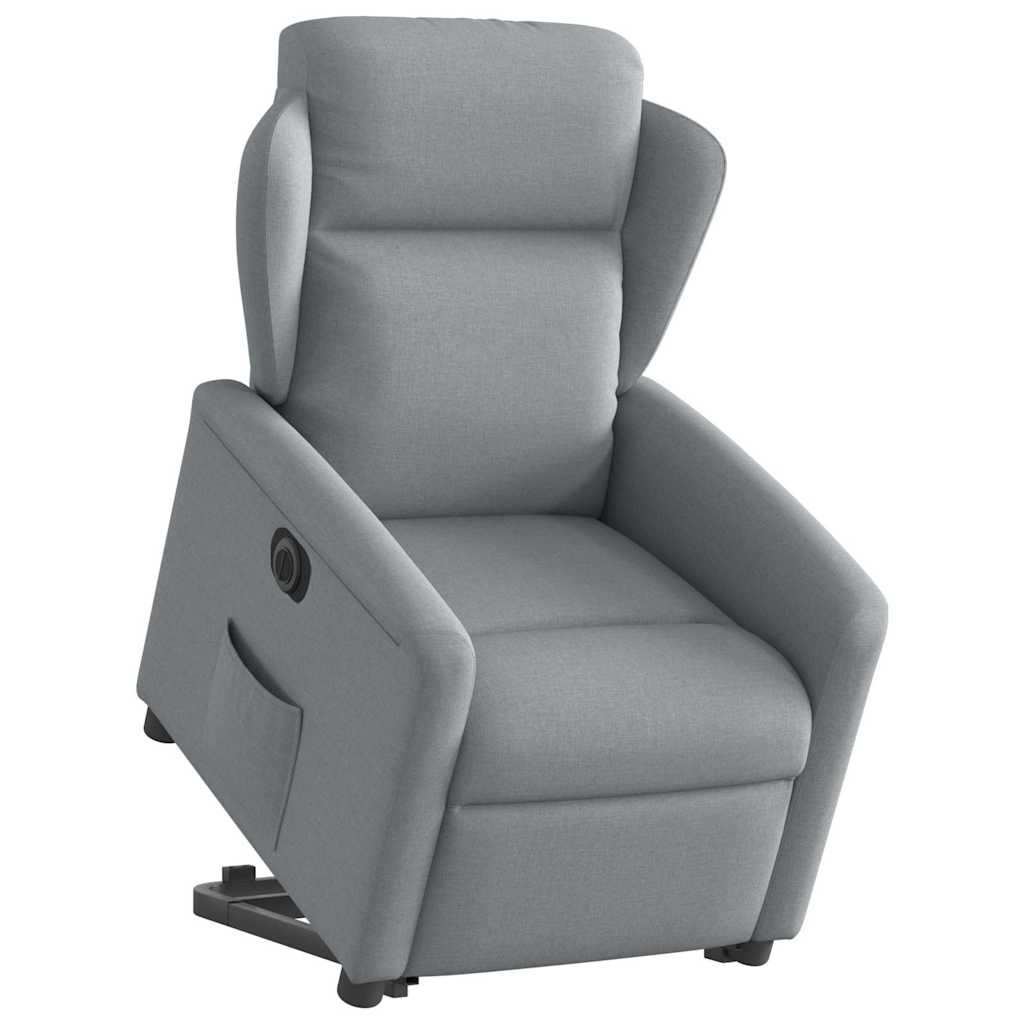 vidaXL Fotoliu electric rabatabil cu ridicare, gri deschis, textil