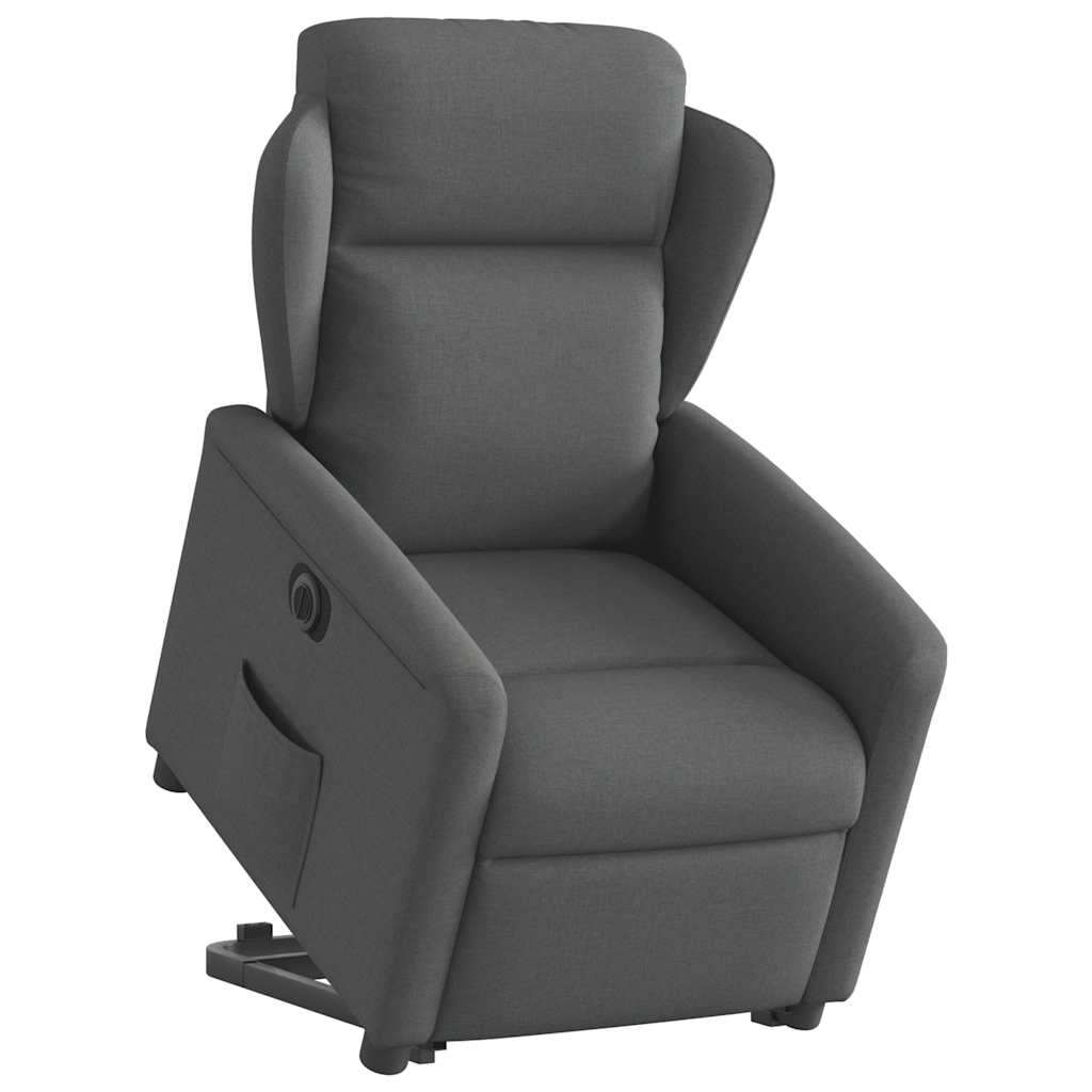 vidaXL Fotoliu electric rabatabil cu ridicare, gri închis, textil