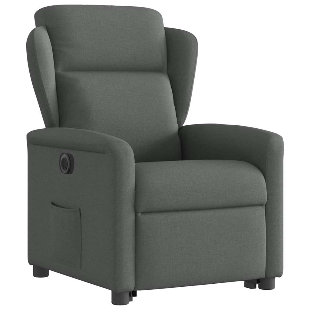 vidaXL Fotoliu electric rabatabil cu ridicare, gri închis, textil