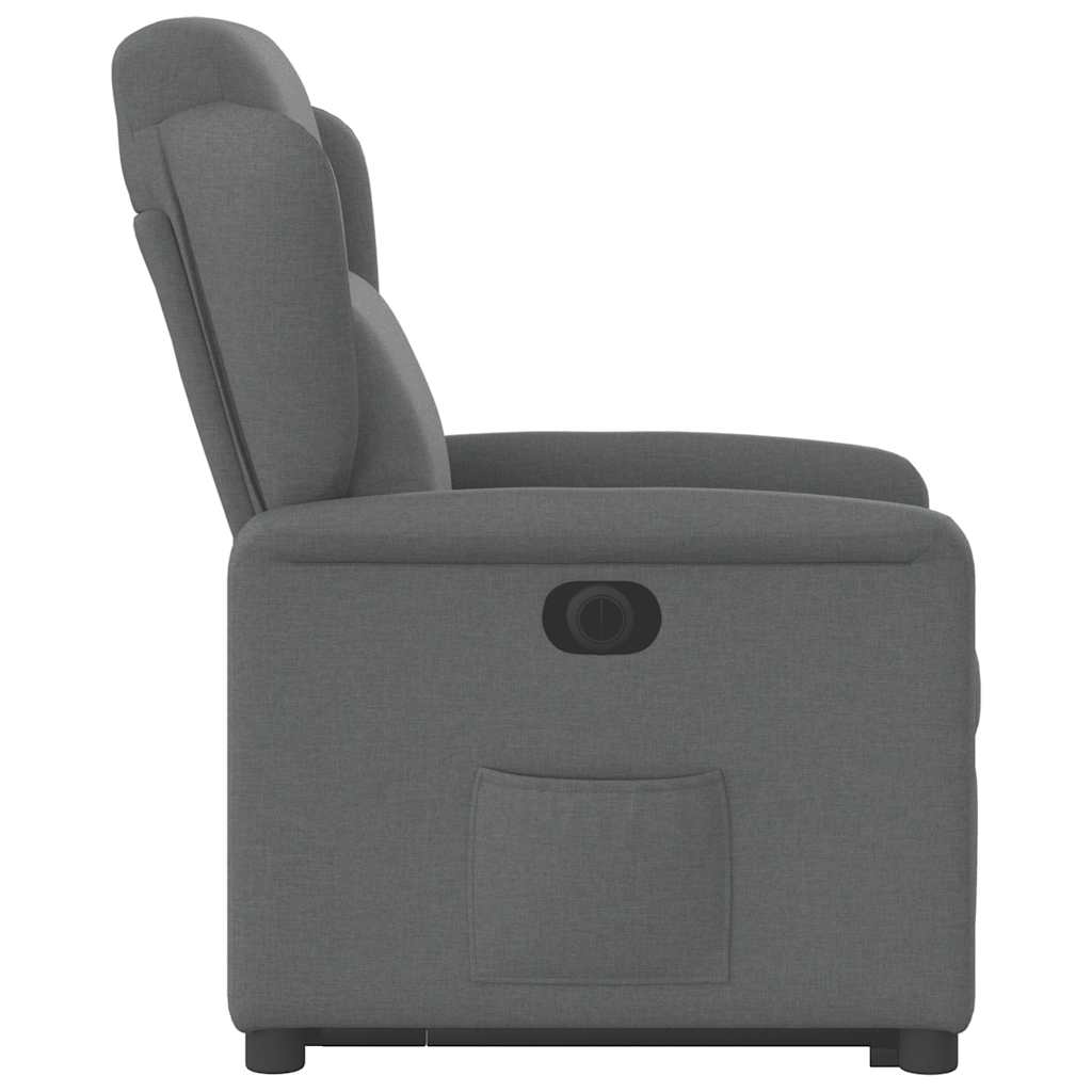 vidaXL Fotoliu electric rabatabil cu ridicare, gri închis, textil