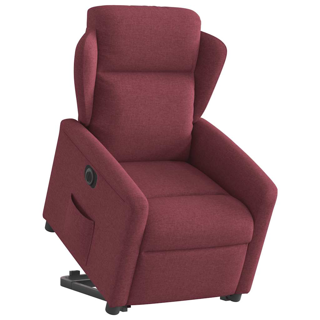 vidaXL Fotoliu electric rabatabil cu ridicare, roșu vin, textil