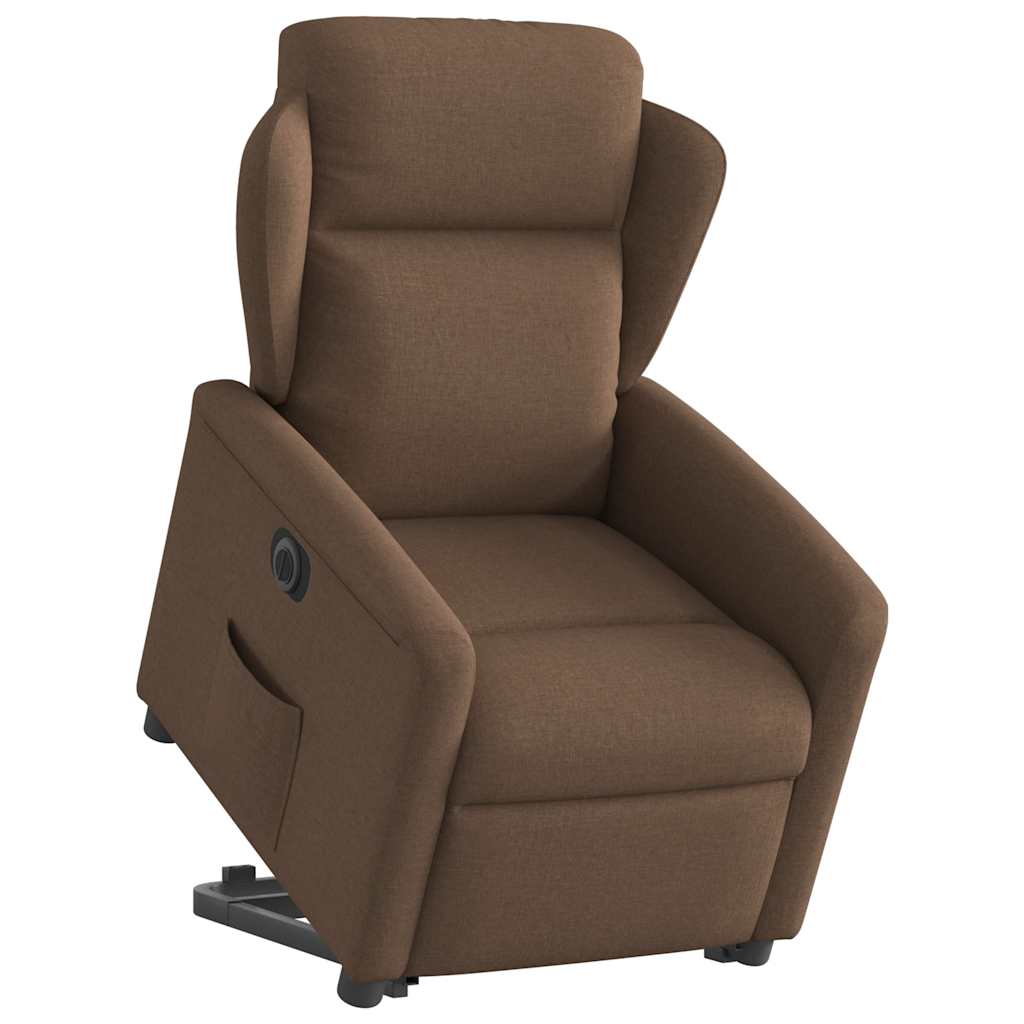 vidaXL Fotoliu electric rabatabil cu ridicare, maro, textil
