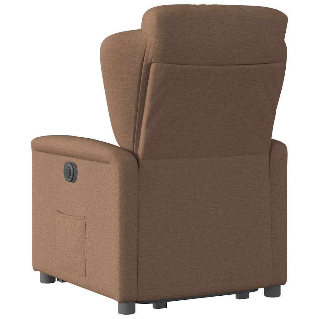 vidaXL Fotoliu electric rabatabil cu ridicare, maro, textil