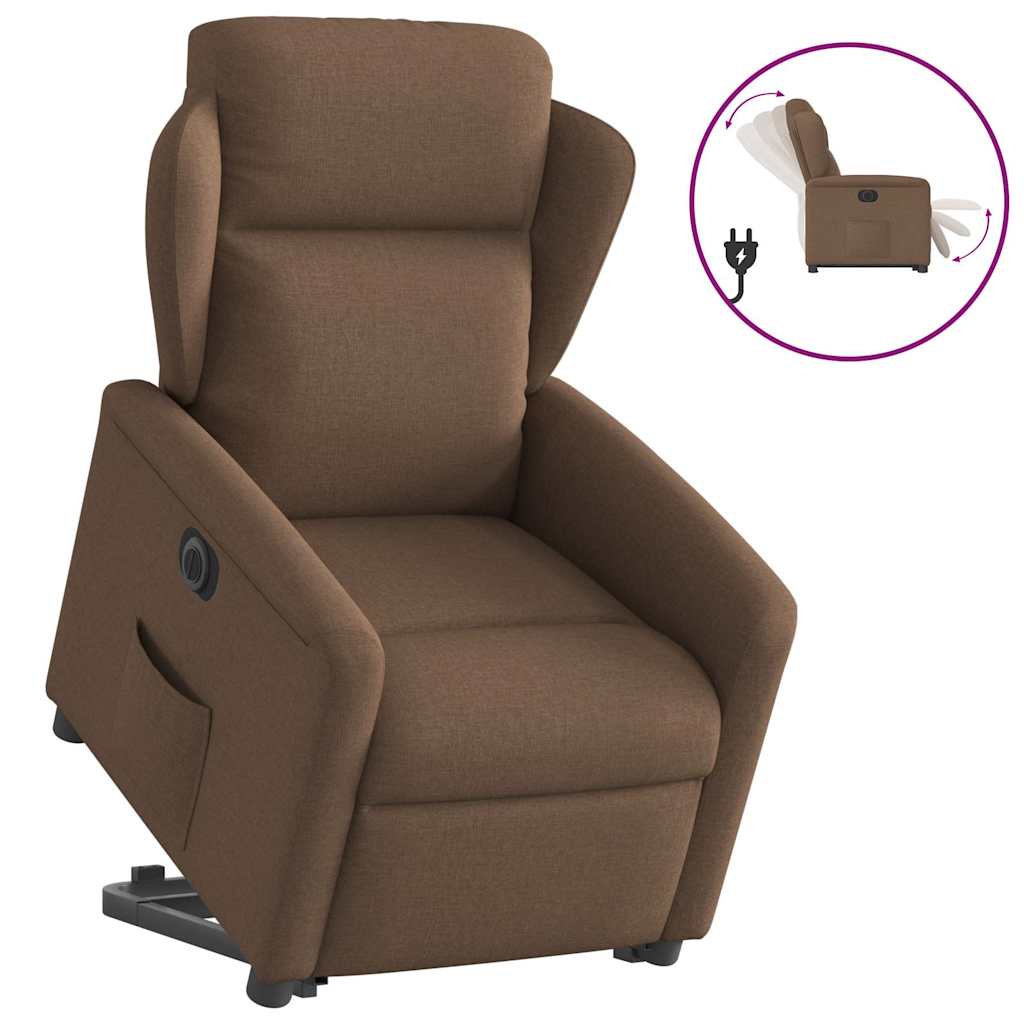 vidaXL Fotoliu electric rabatabil cu ridicare, maro, textil