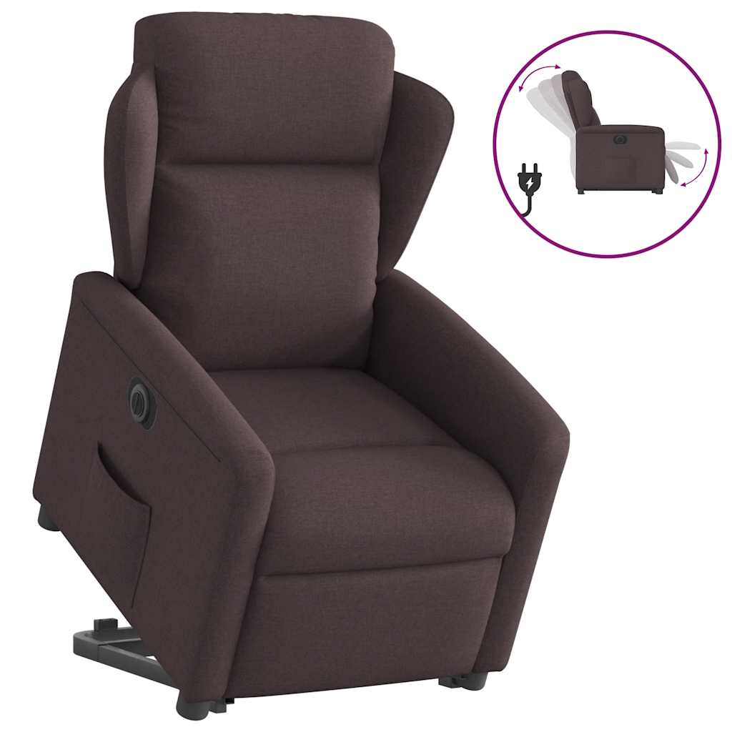 vidaXL Fotoliu electric rabatabil cu ridicare, maro închis, textil