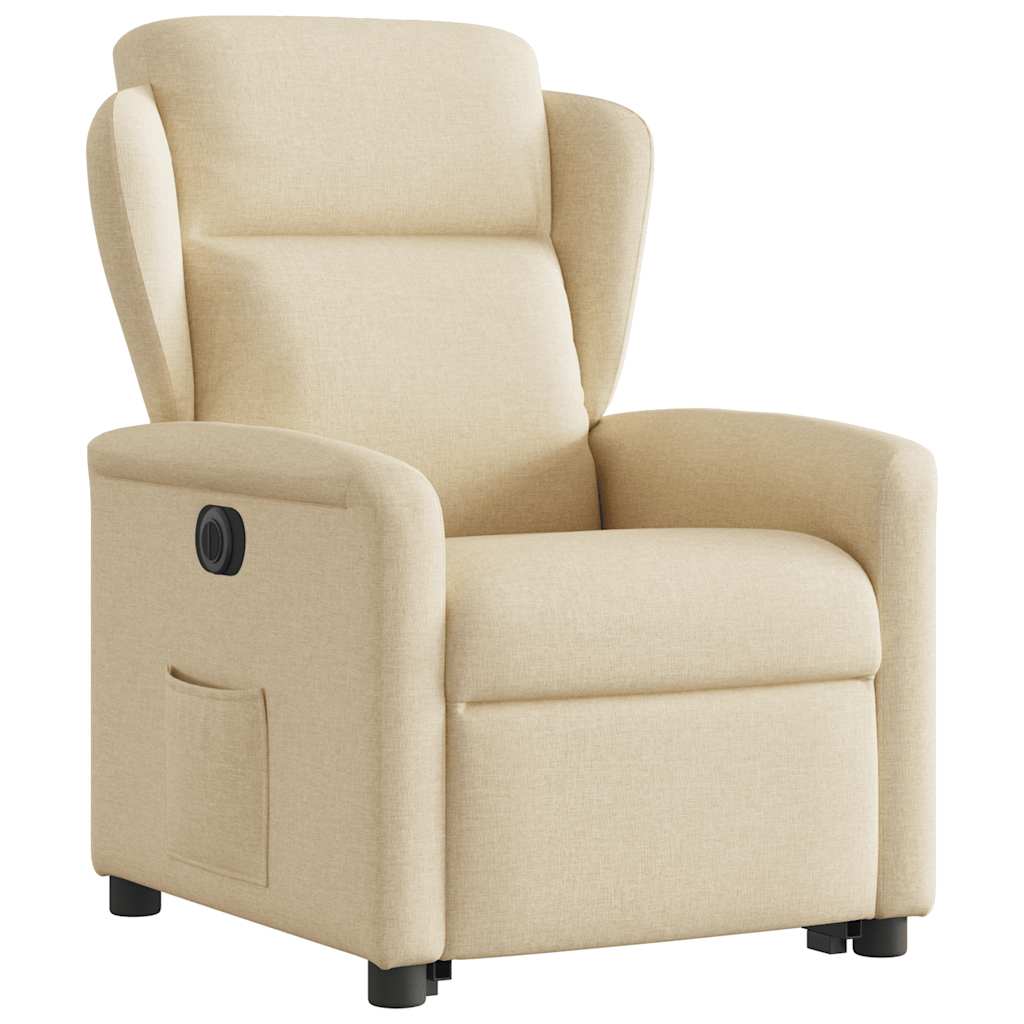 vidaXL Fotoliu electric rabatabil cu ridicare, crem, textil