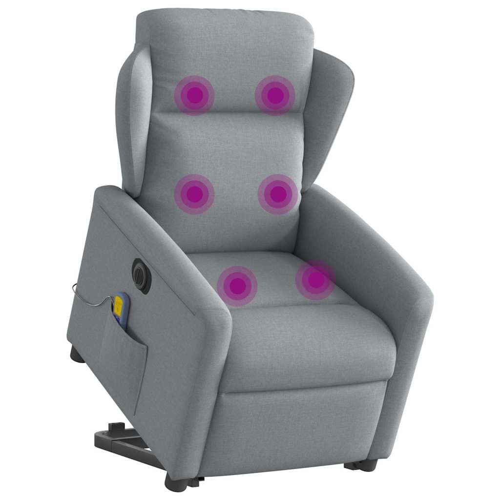 vidaXL Fotoliu electric masaj rabatabil cu ridicare, gri închis textil