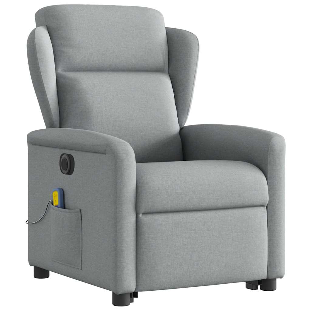 vidaXL Fotoliu electric masaj rabatabil cu ridicare, gri închis textil