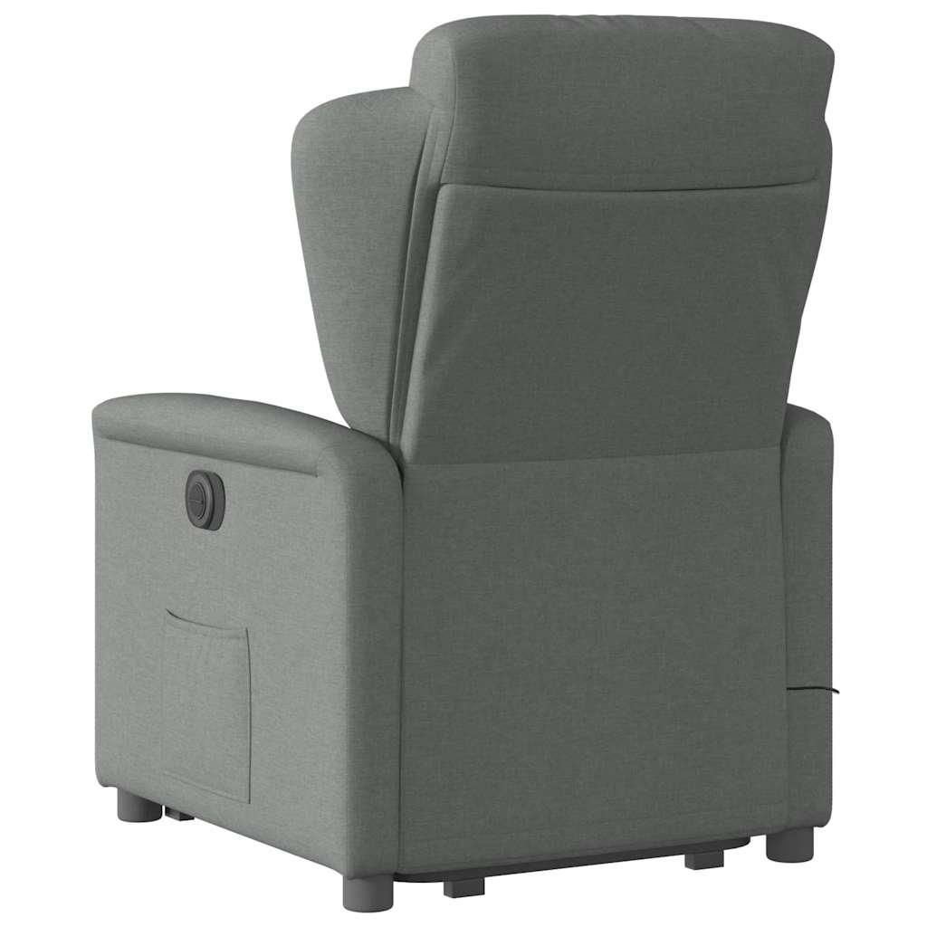 vidaXL Fotoliu electric masaj rabatabil cu ridicare, gri închis textil