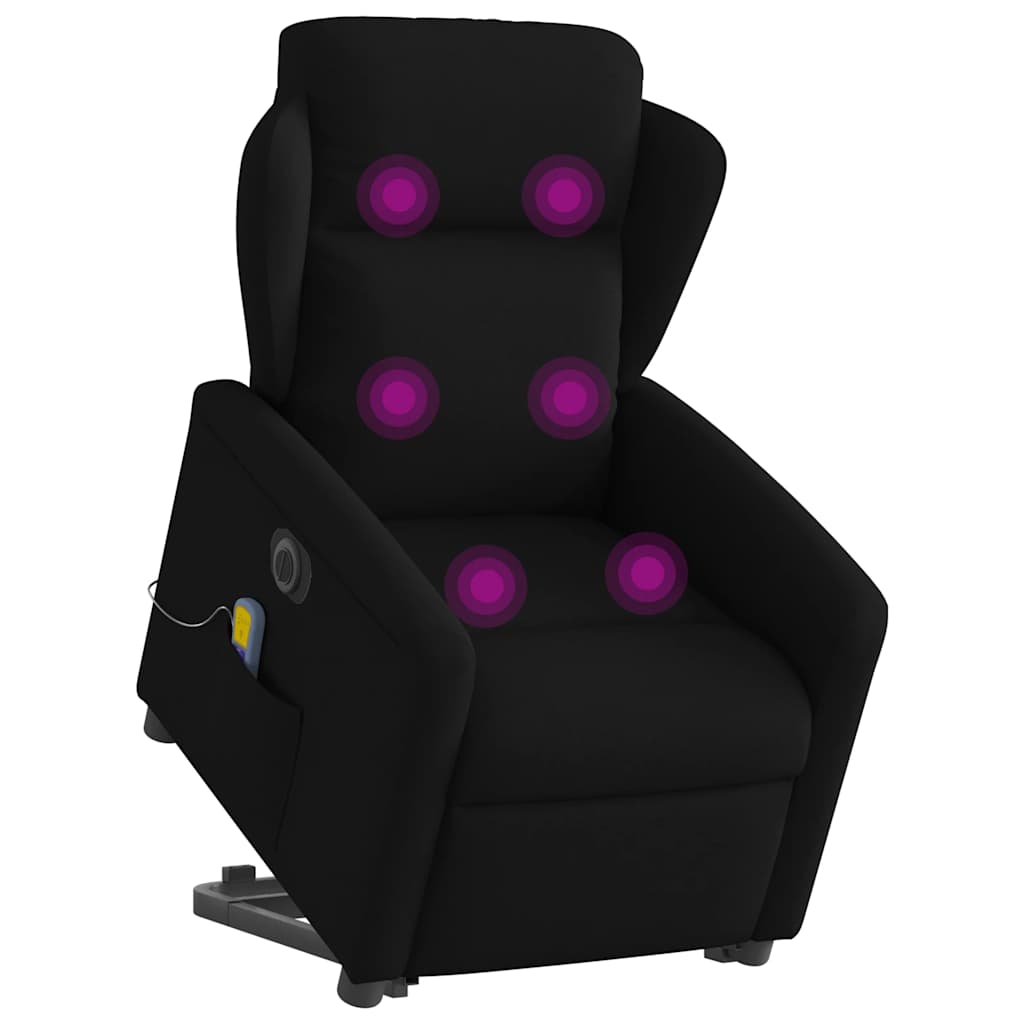 vidaXL Fotoliu electric de masaj rabatabil cu ridicare, negru, textil