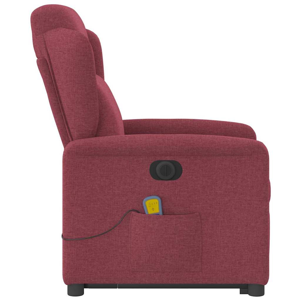 vidaXL Fotoliu de masaj electric rabatabil cu ridicare roșu vin textil vidaXL Fotoliu de masaj electric rabatabil cu ridicare roșu vin textil