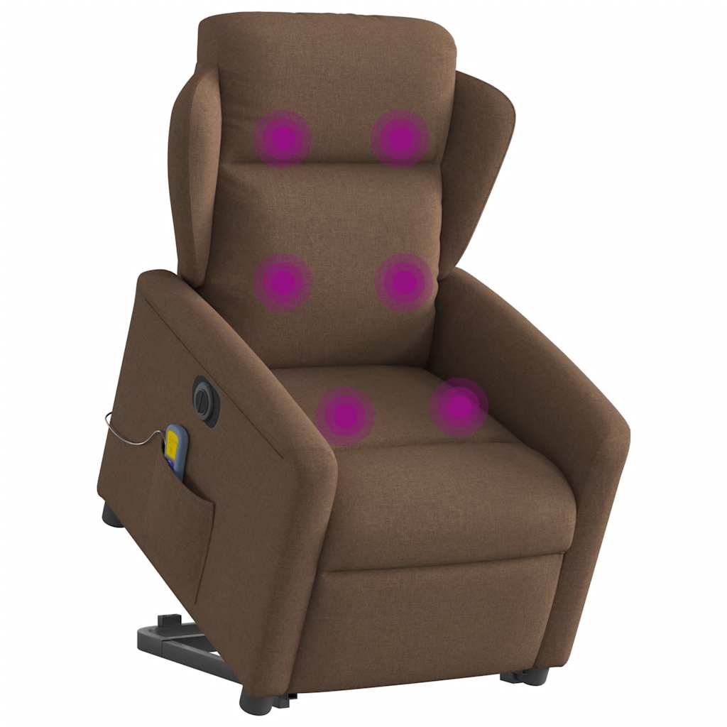 vidaXL Fotoliu electric de masaj rabatabil cu ridicare, maro, textil
