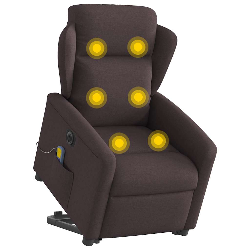 vidaXL Fotoliu electric masaj rabatabil cu ridicare maro închis textil vidaXL Fotoliu electric masaj rabatabil cu ridicare maro închis textil