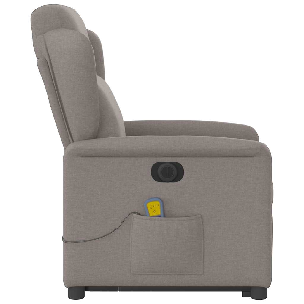 vidaXL Fotoliu electric masaj rabatabil cu ridicare, gri taupe, textil