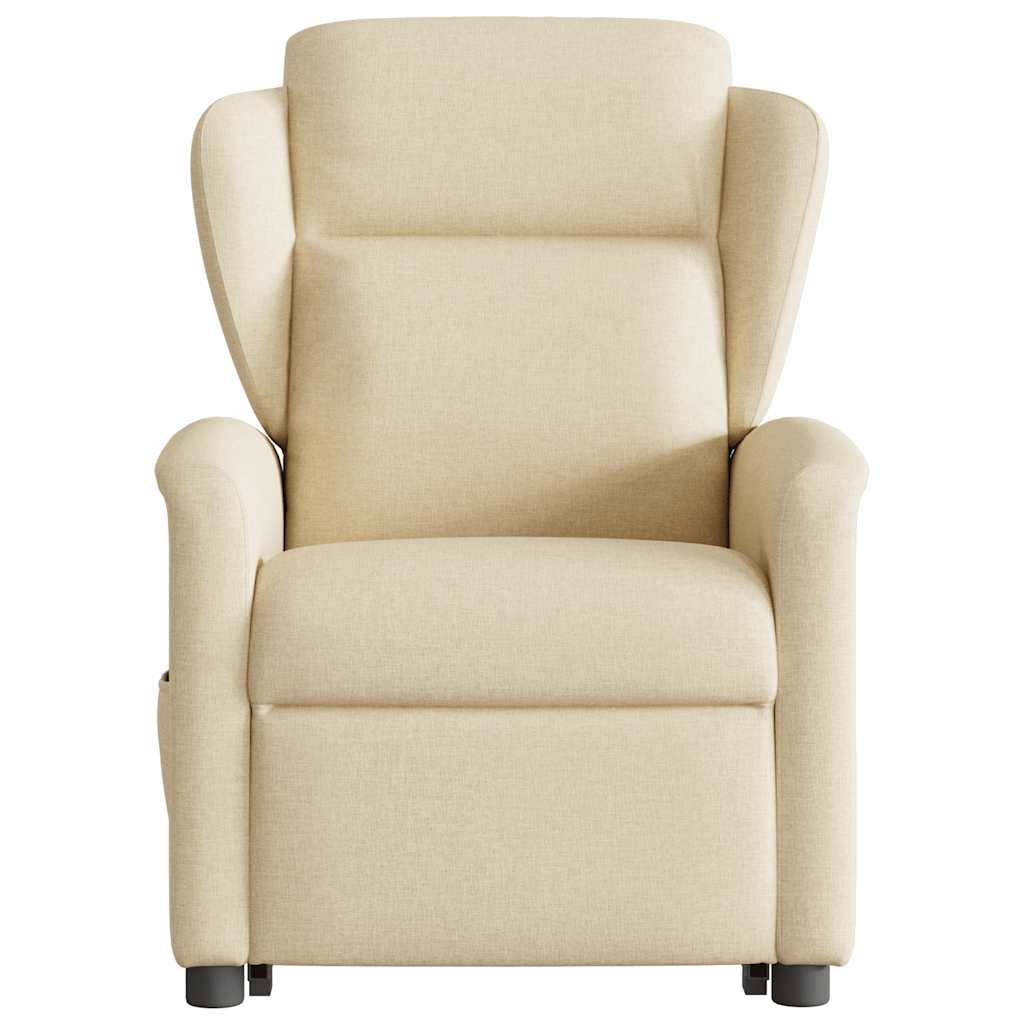 vidaXL Fotoliu electric de masaj rabatabil cu ridicare, crem, textil vidaXL Fotoliu electric de masaj rabatabil cu ridicare, crem, textil