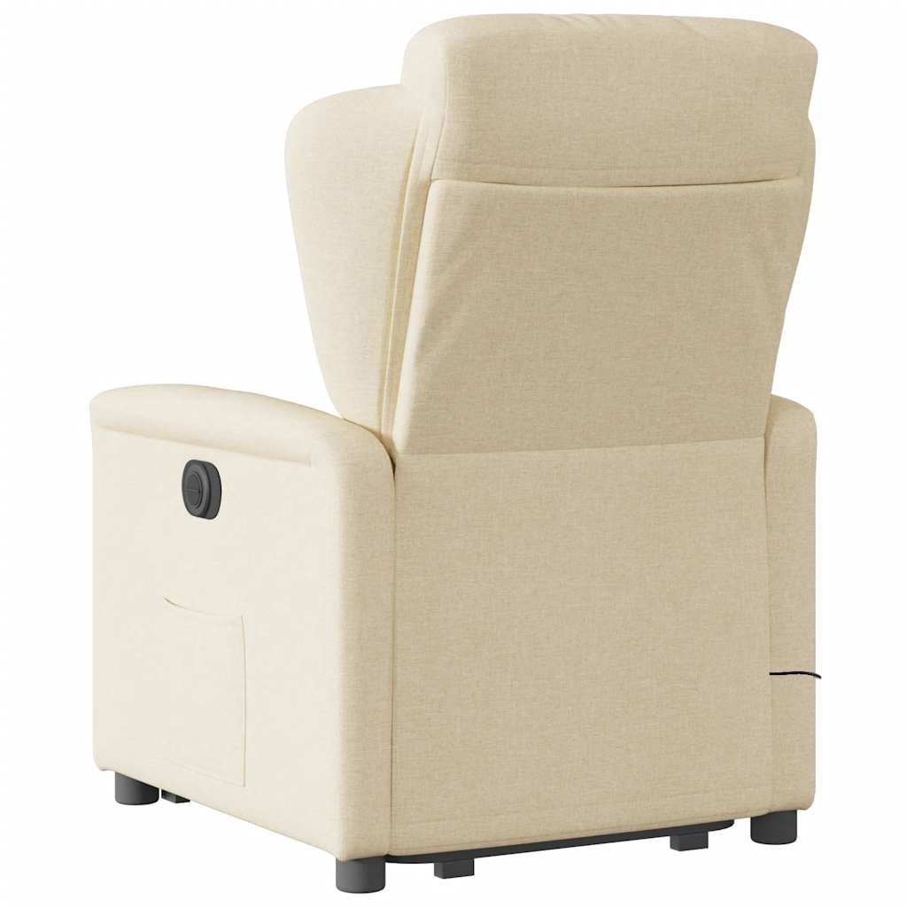 vidaXL Fotoliu electric de masaj rabatabil cu ridicare, crem, textil vidaXL Fotoliu electric de masaj rabatabil cu ridicare, crem, textil