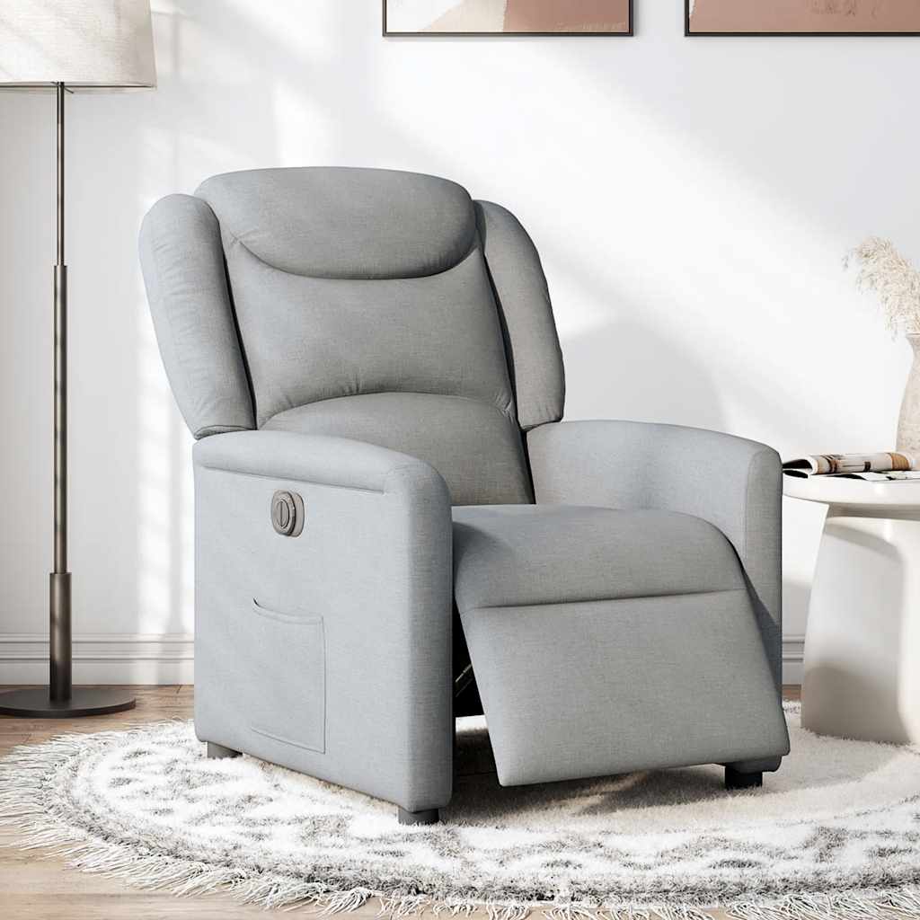 vidaXL Fotoliu rabatabil electric, gri deschis, textil