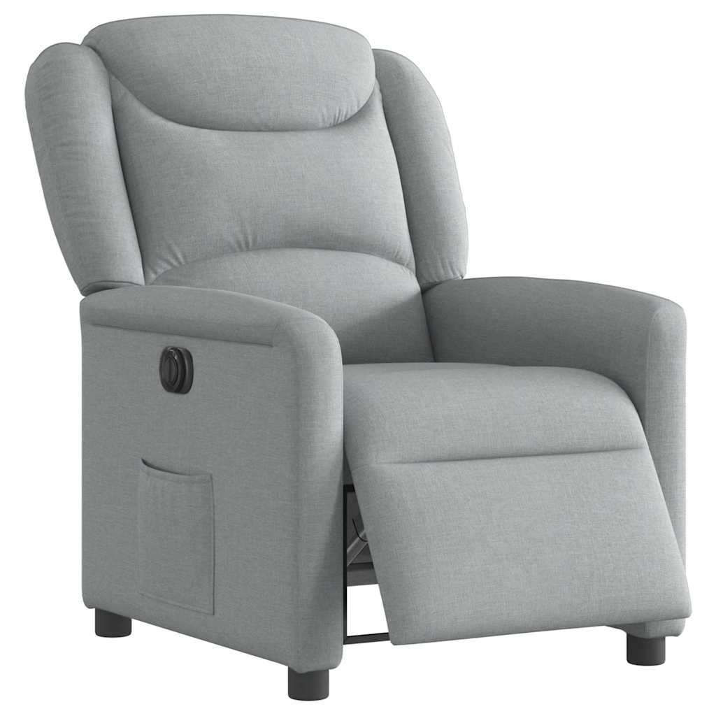 vidaXL Fotoliu rabatabil electric, gri deschis, textil