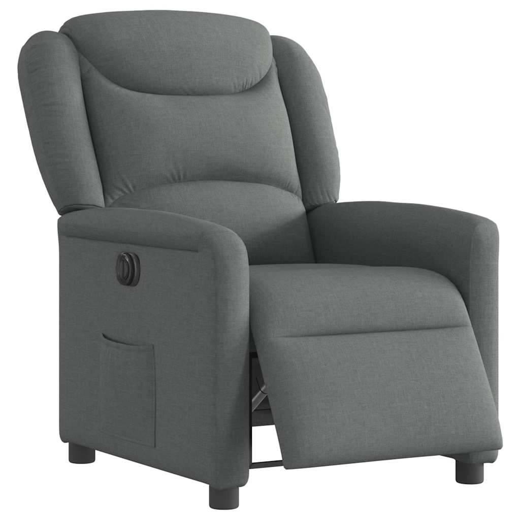 vidaXL Fotoliu rabatabil electric, gri închis, material textil