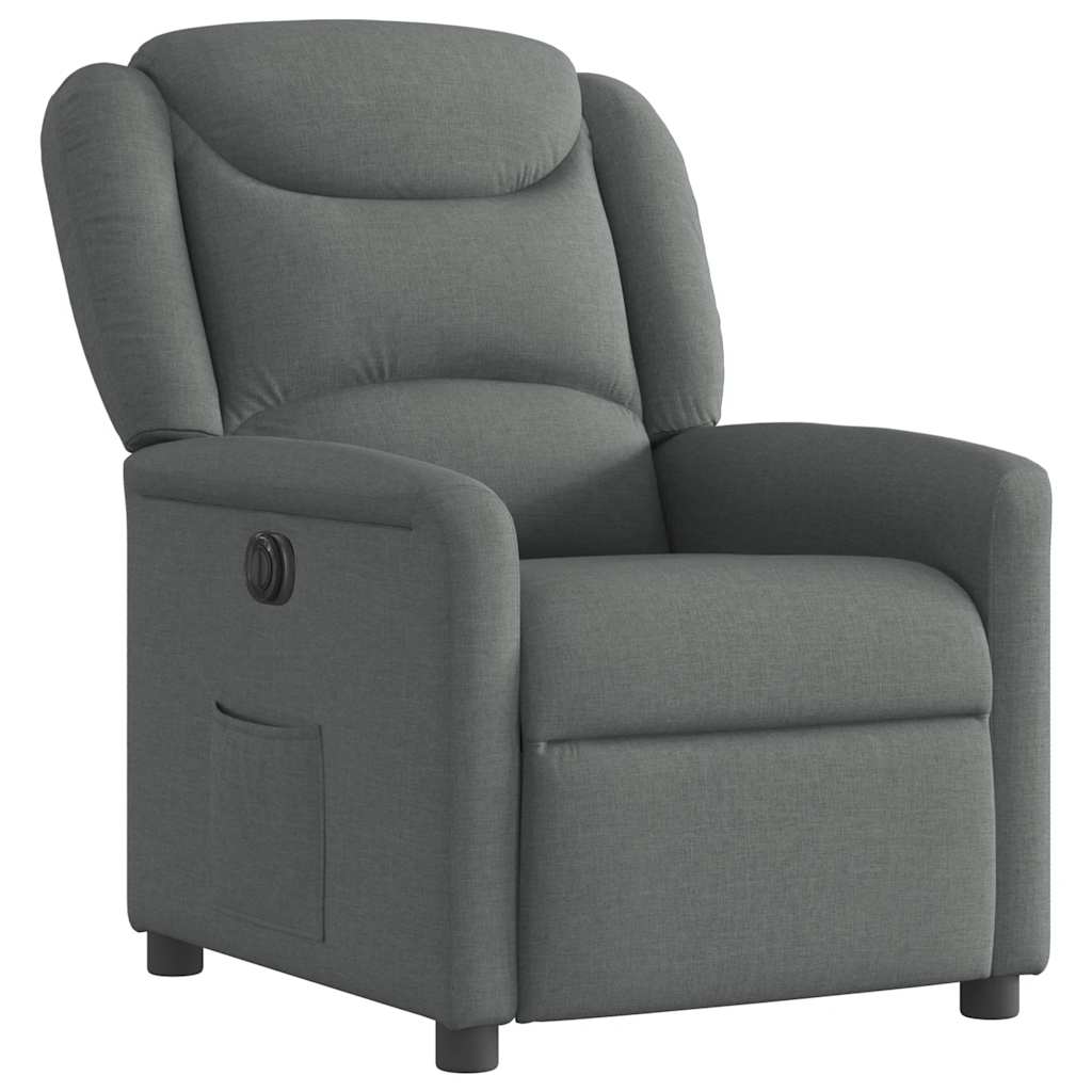 vidaXL Fotoliu rabatabil electric, gri închis, material textil