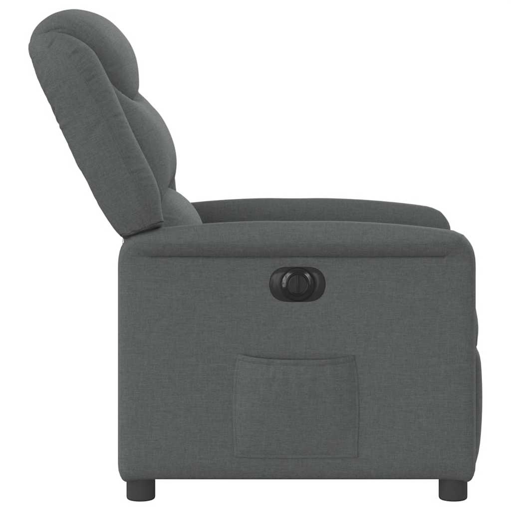 vidaXL Fotoliu rabatabil electric, gri închis, material textil