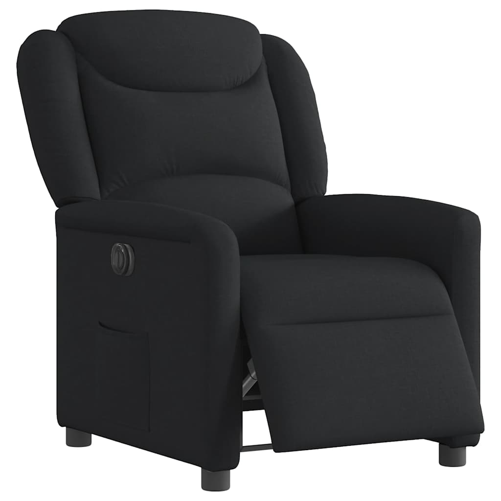 vidaXL Fotoliu rabatabil electric, negru, material textil