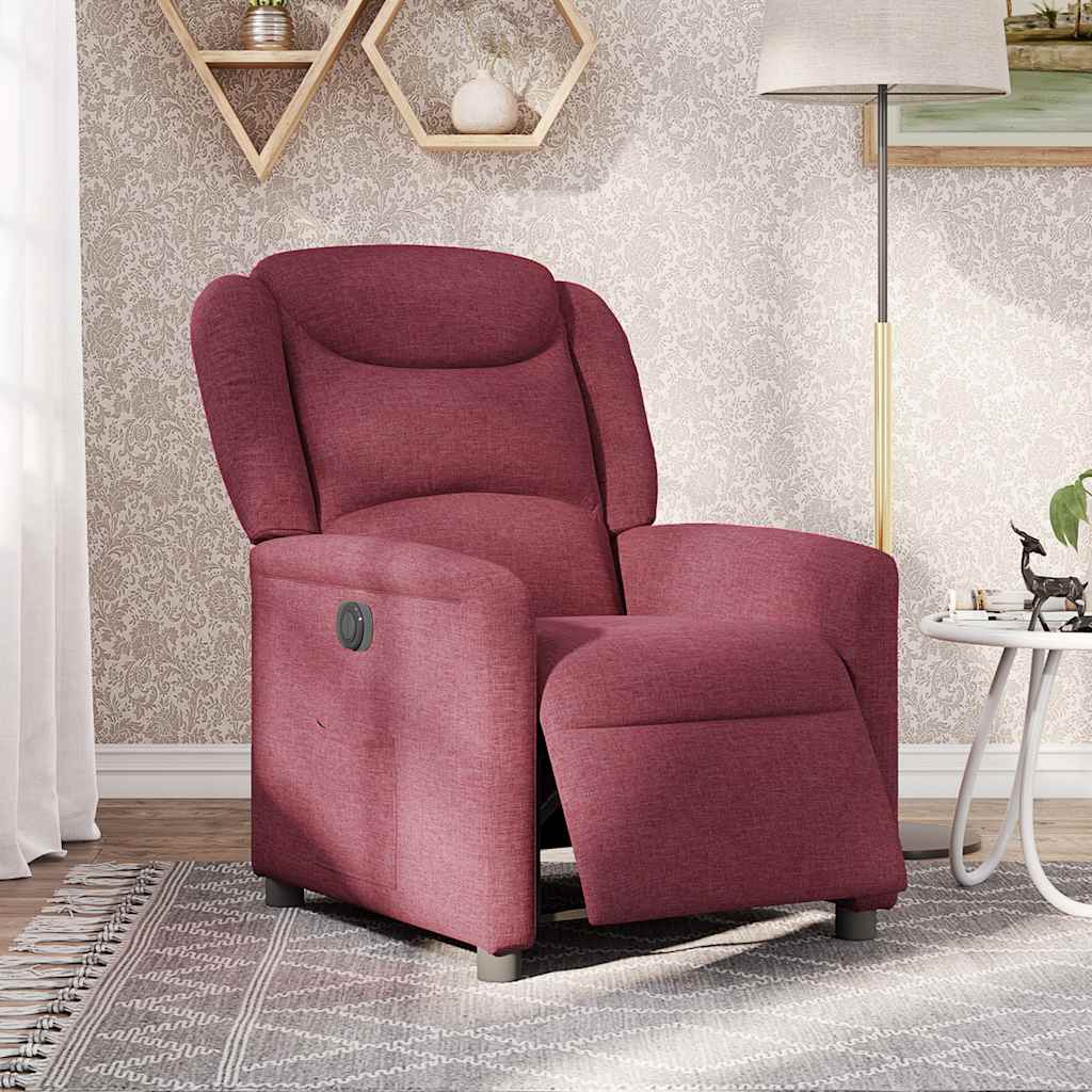 vidaXL Fotoliu rabatabil electric, roșu vin, material textil