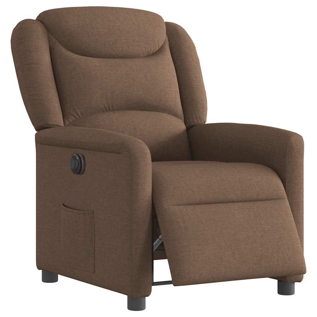 vidaXL Fotoliu rabatabil electric, maro, material textil