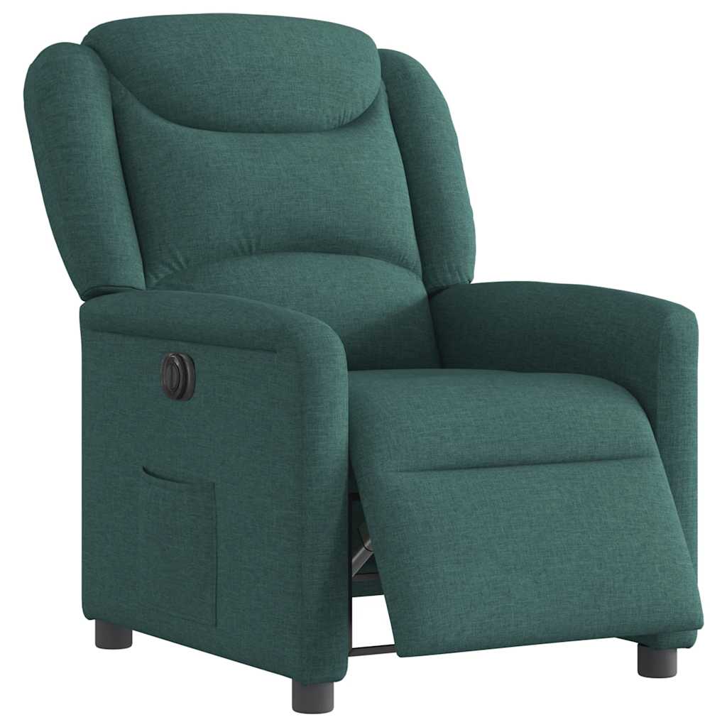vidaXL Fotoliu rabatabil electric, verde închis, material textil vidaXL Fotoliu rabatabil electric, verde închis, material textil