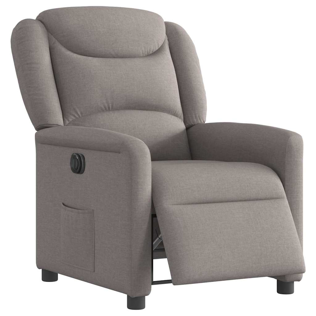vidaXL Fotoliu rabatabil electric, gri taupe, material textil