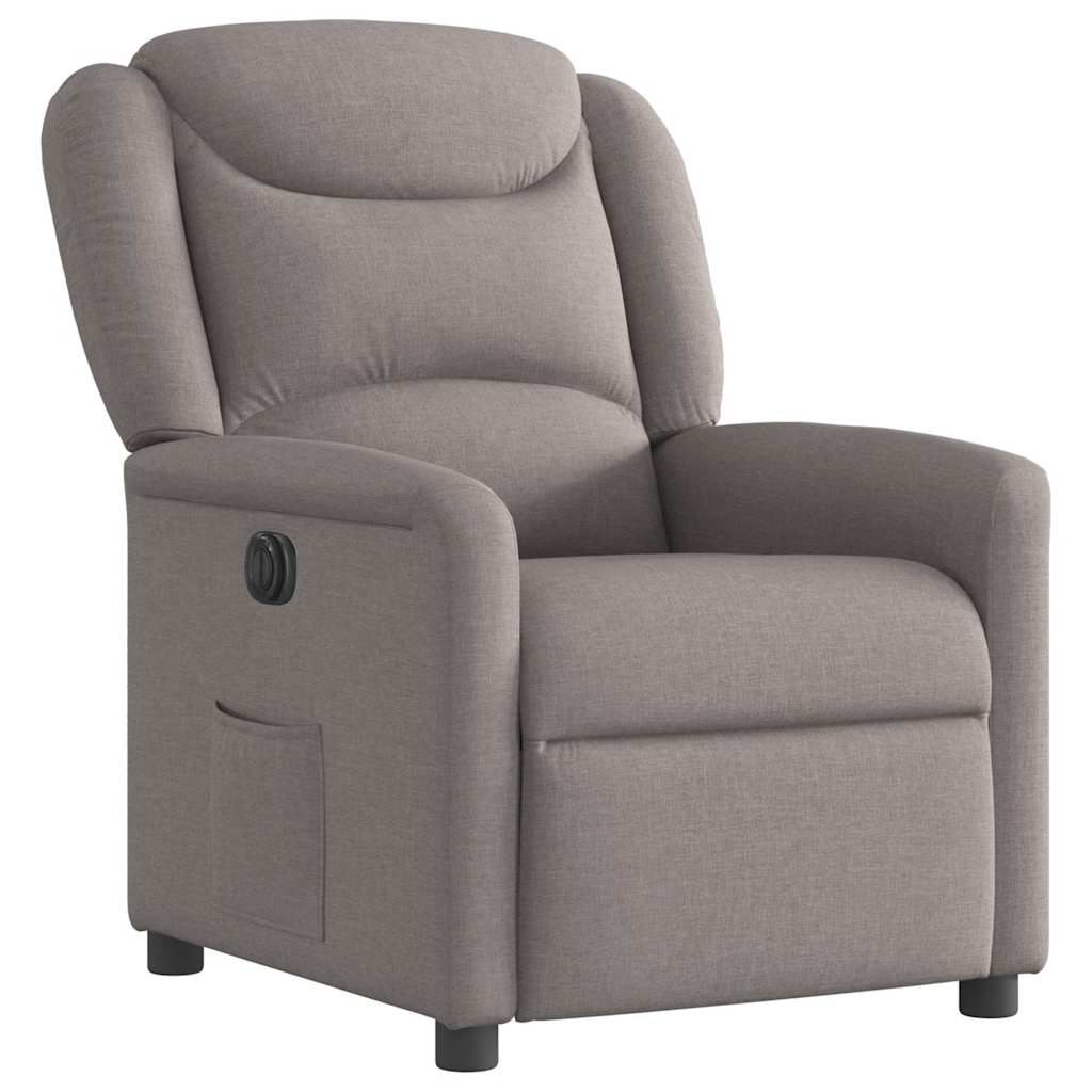 vidaXL Fotoliu rabatabil electric, gri taupe, material textil