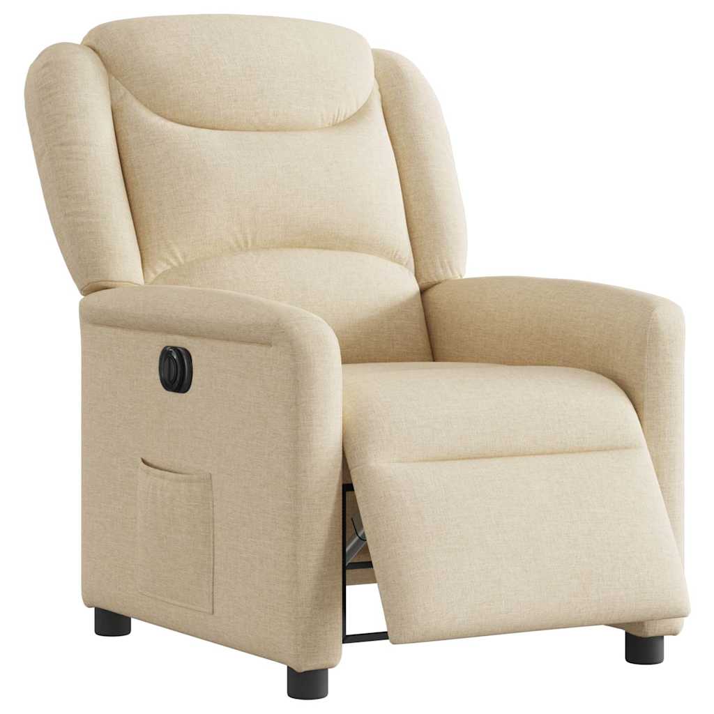 vidaXL Fotoliu rabatabil electric, crem, material textil