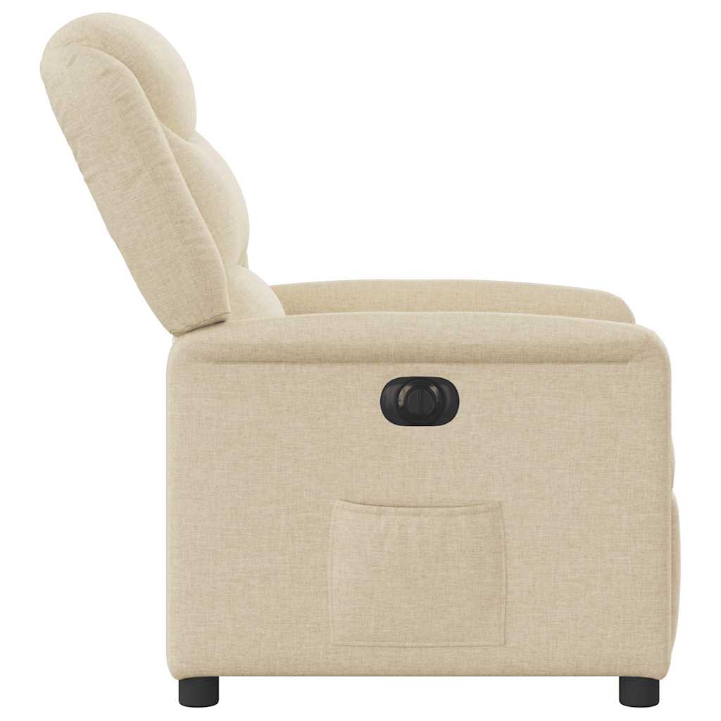 vidaXL Fotoliu rabatabil electric, crem, material textil